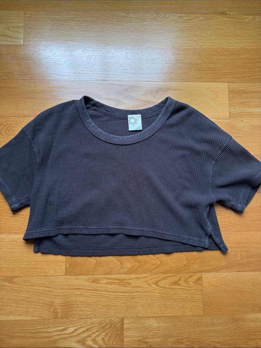 Aerie OFFLINE Dark Gray Waffle Cropped Tee